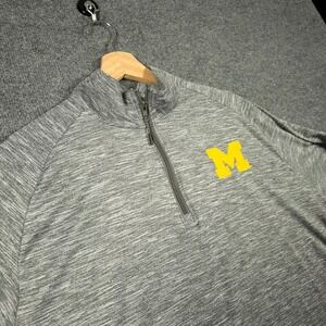 Michigan Wolverines Champion Men 1/4 Zip Pullover Large Gray Quarter